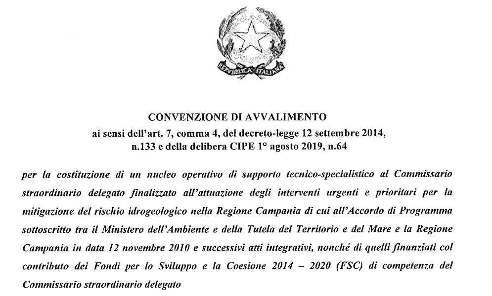 screenshot prima pagina convenzione Campania